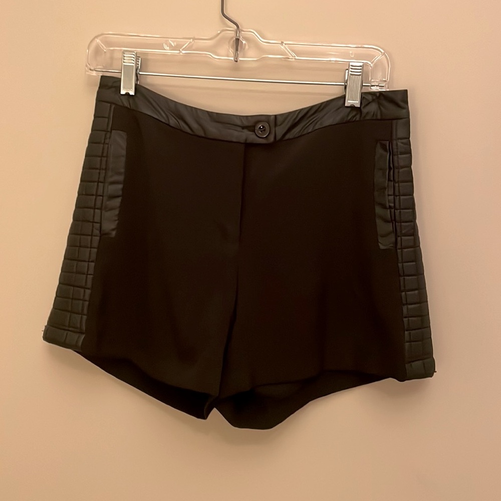 Black shorts with pleather trim